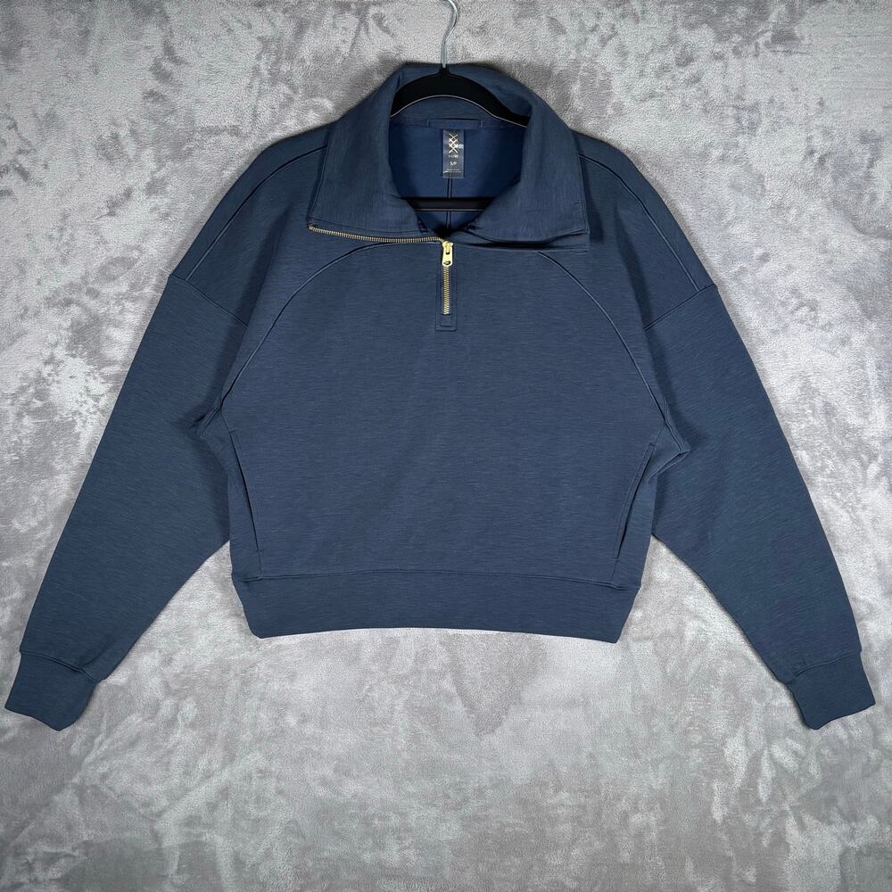 Rhone DreamGlow Women’s Half Zip Cropped Pullover Navy Blue Size S